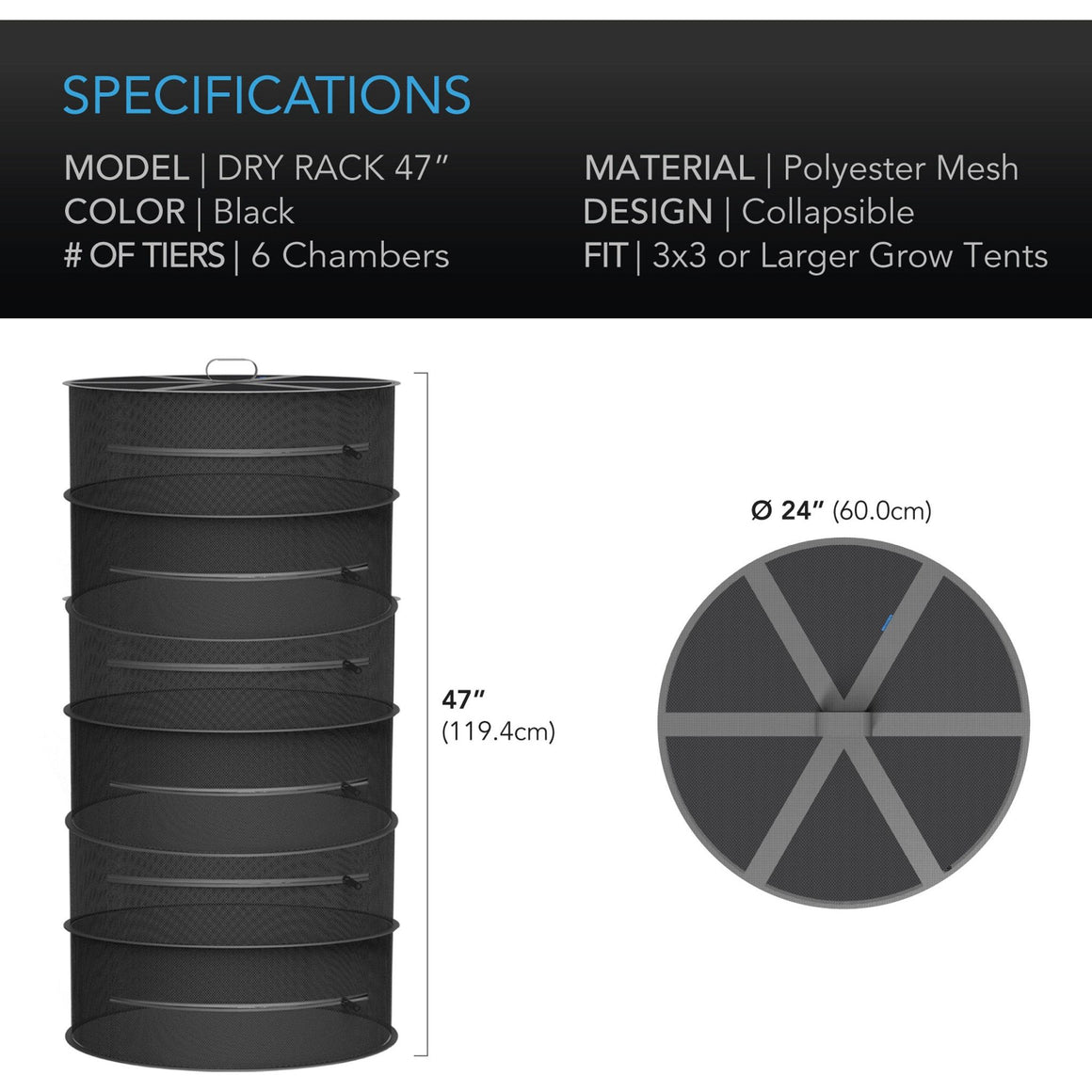 AC Infinity AC Infinity 24" Six Tiers Hanging Herb Drying Rack