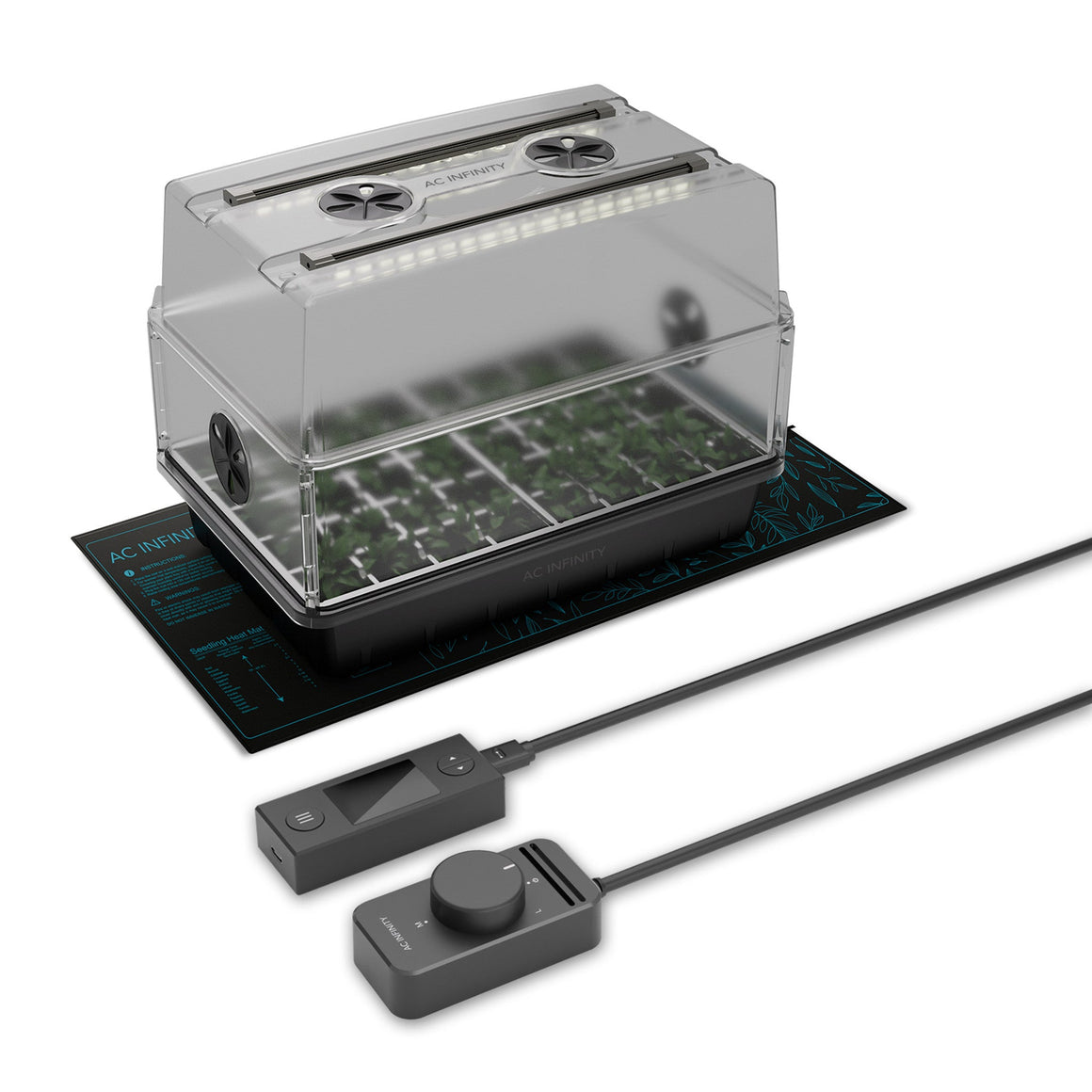 AC Infinity 5" x 8" Humidity Dome Germination Kit w/ Seedling Mat & LED Bars
