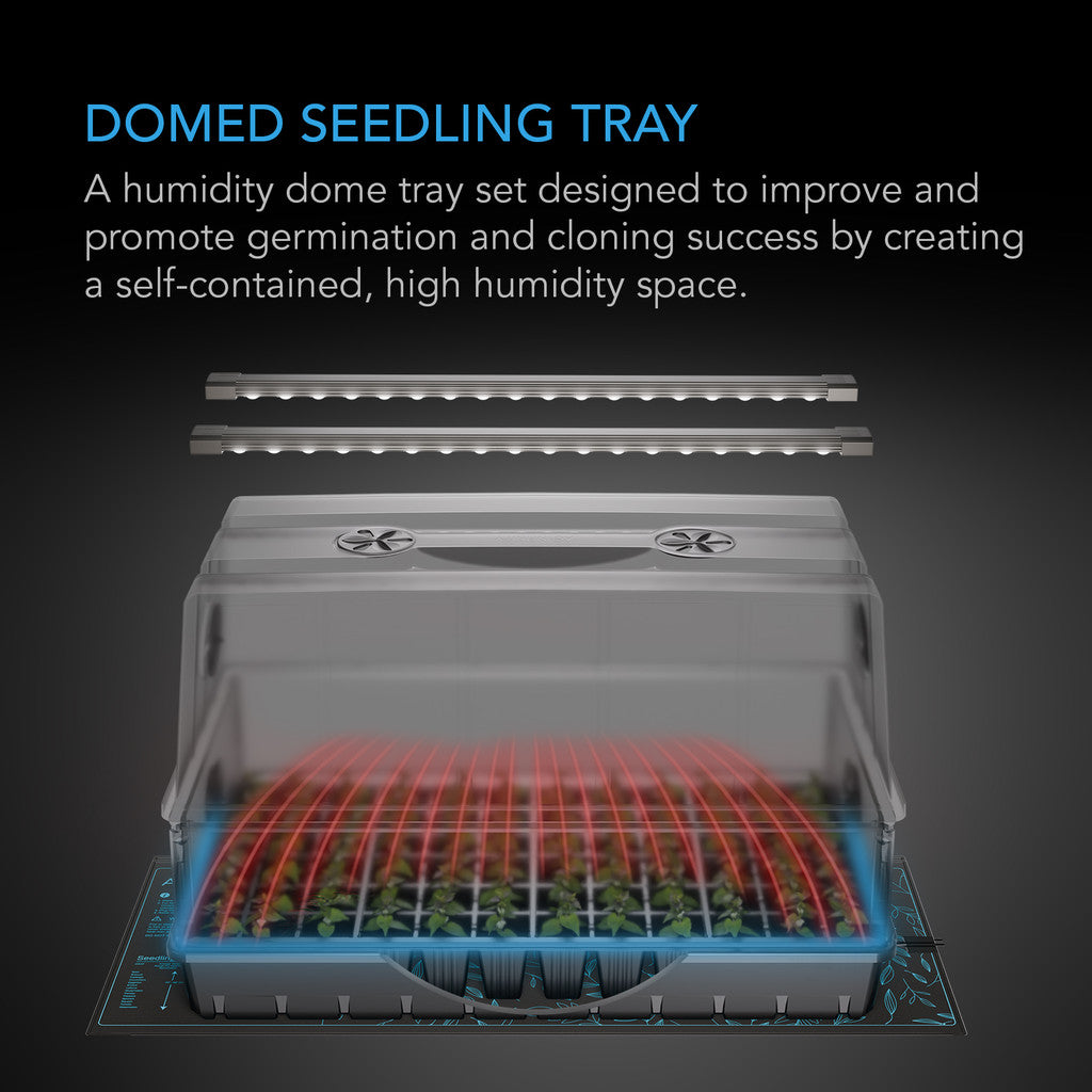 AC Infinity 6" x 12" Humidity Dome Germination Kit w/ Seedling Mat & LED Bars