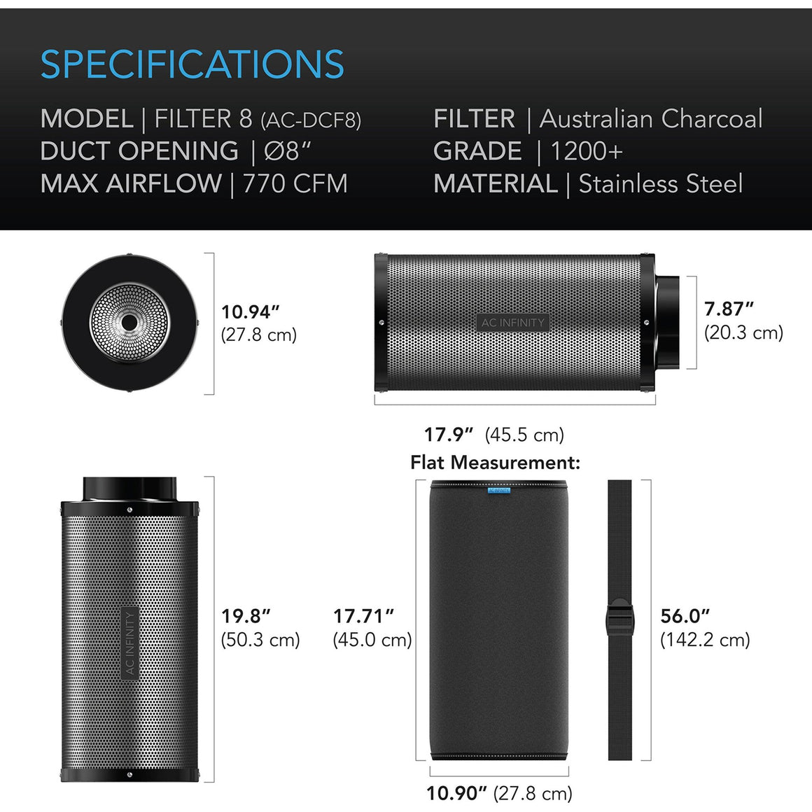 AC Infinity AC Infinity 8" Duct Carbon Filter