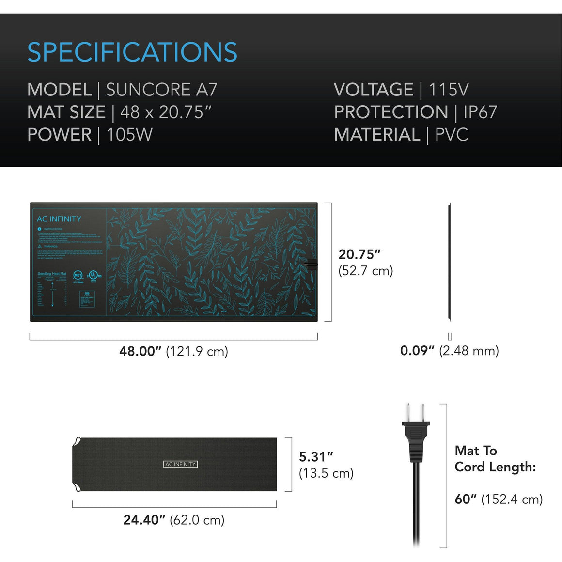 AC Infinity AC Infinity Suncore A7 48" x 20.75" Seedling Heat Mat