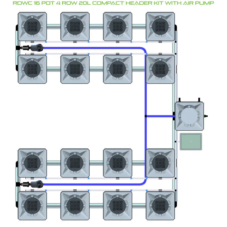 Alien Hydroponics RDWC - 16 Pot 4 Row