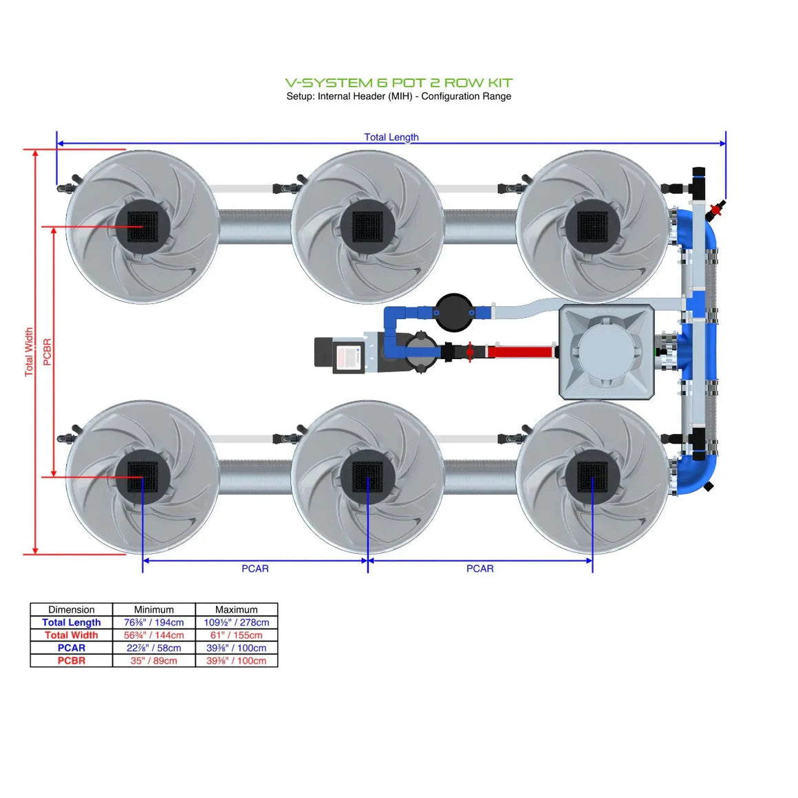 Alien Hydroponics V-System DWC - 6 Pot 2 Row