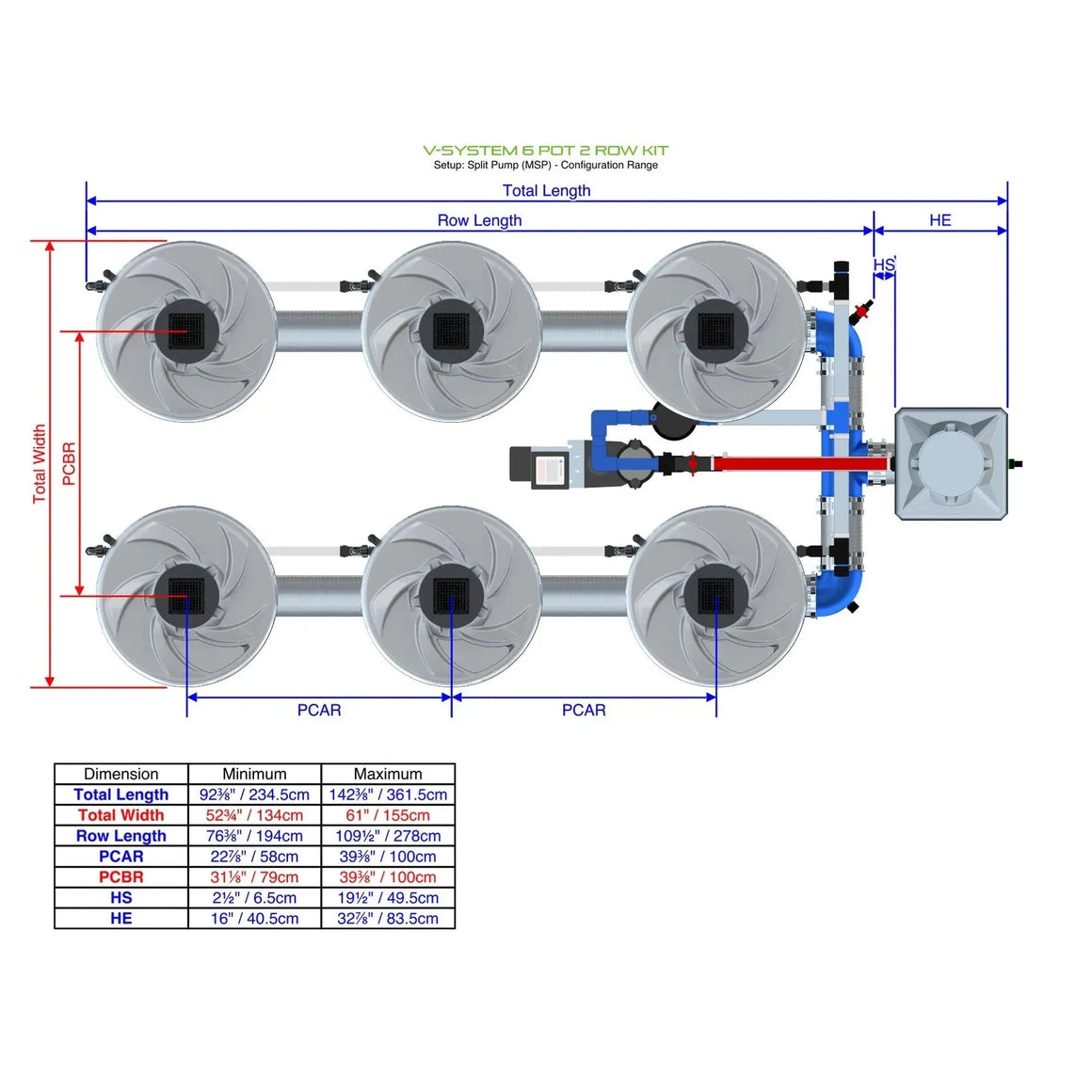 Alien Hydroponics V-System DWC - 6 Pot 2 Row