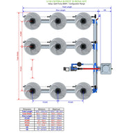 Alien Hydroponics V-System DWC - 9 Pot 3 Row