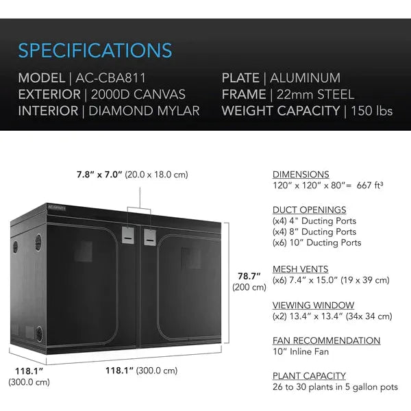 grow tent fan calculator AC Infinity 10x10 Grow Tent Kit w/ Smart Ventilation System