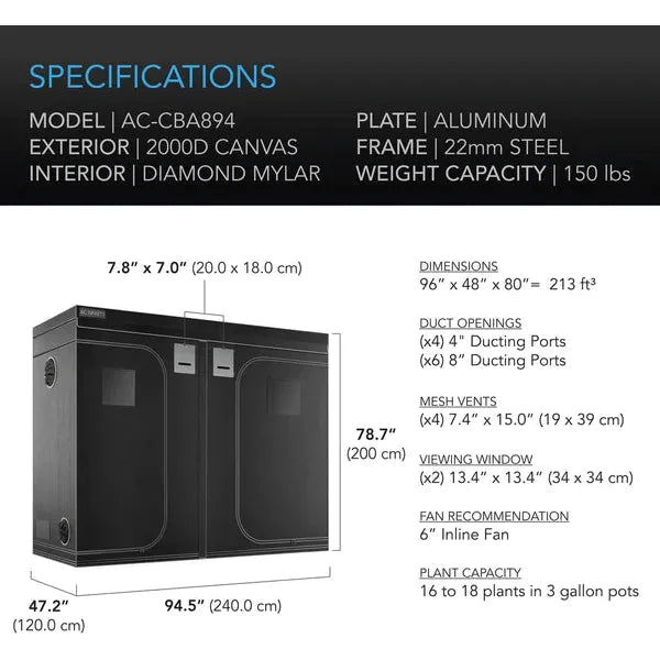 AC Infinity 4' x 8' Grow Tent & Ventilation Kit