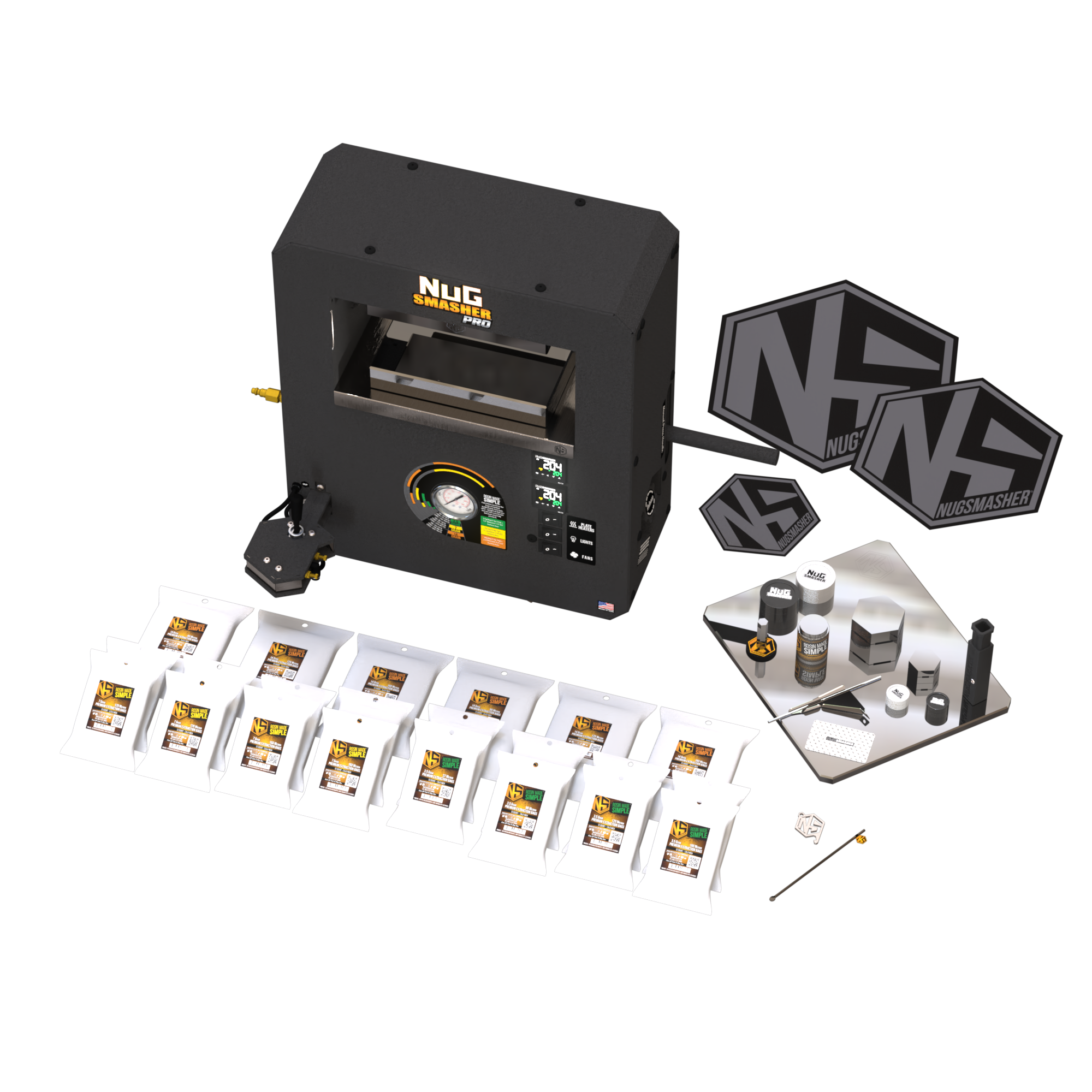 Ensemble d'accessoires essentiels pour presse à colophane NugSmasher Pro 20 tonnes