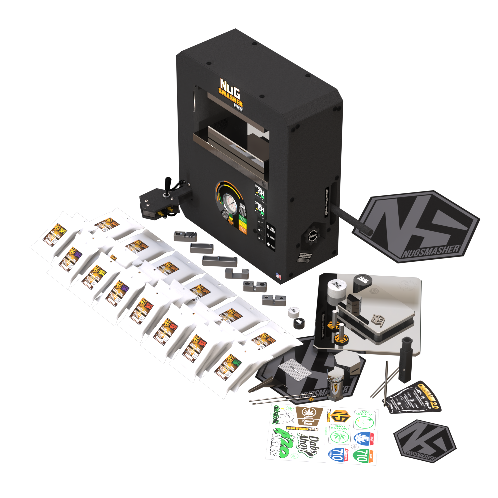 Ensemble complet de presses à colophane NugSmasher Pro 20 tonnes