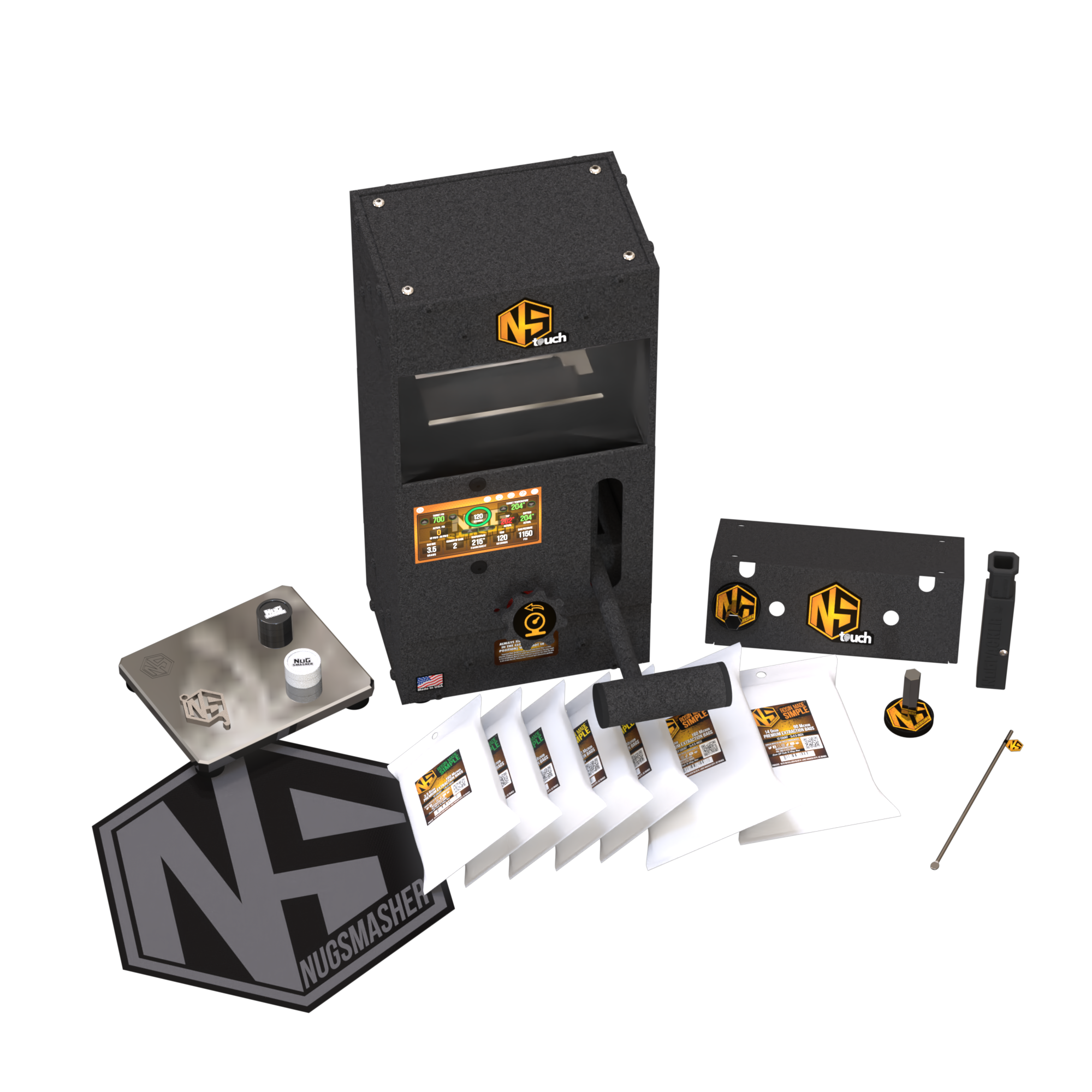 Ensemble de base de presse à colophane NugSmasher Touch 12 tonnes