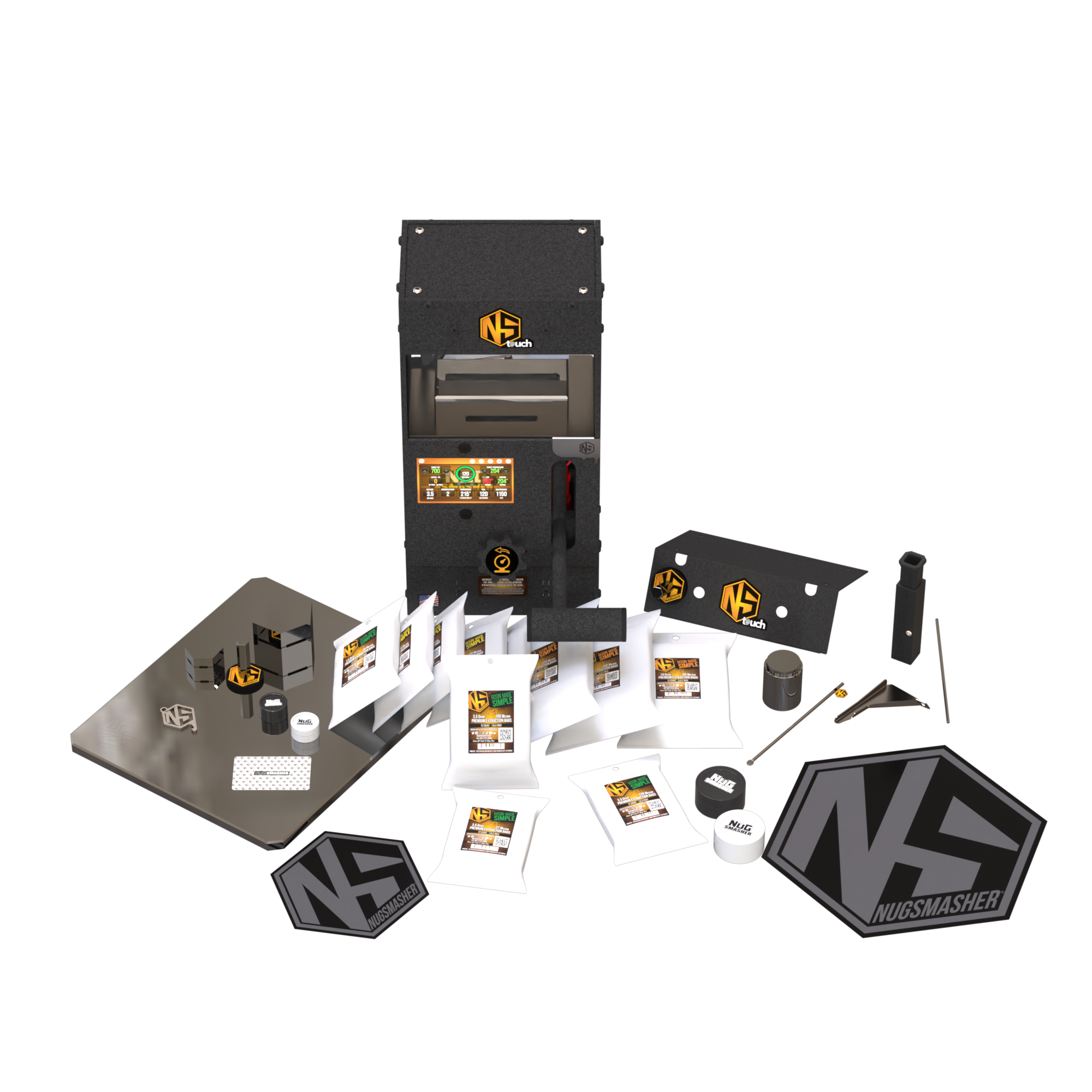 Ensemble d'accessoires essentiels pour presse à colophane NugSmasher Touch 12 tonnes