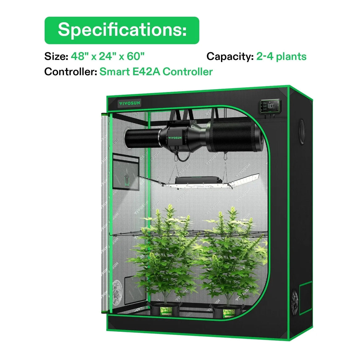 Vivosun Smart Grow Tent Kit 2 Plant | 2’ x 4’