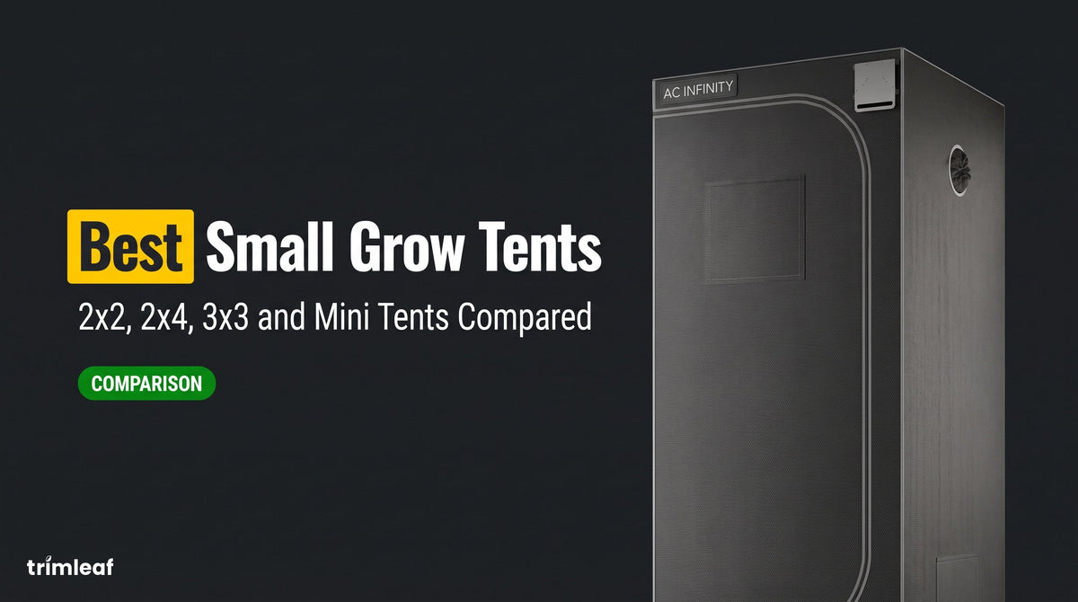 Cover image for "Best Small Grow Tents: 2x2, 2x4, 3x3 and Mini Tents Compared": Trimleaf blog
