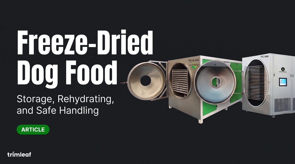 Cover image for "Freeze-Dried Dog Food: Storage, Rehydrating, and Safe Handling": Trimleaf blog