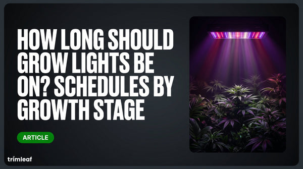 Cover image for "How Long Should Grow Lights Be On? Schedules by Growth Stage": Trimleaf blog