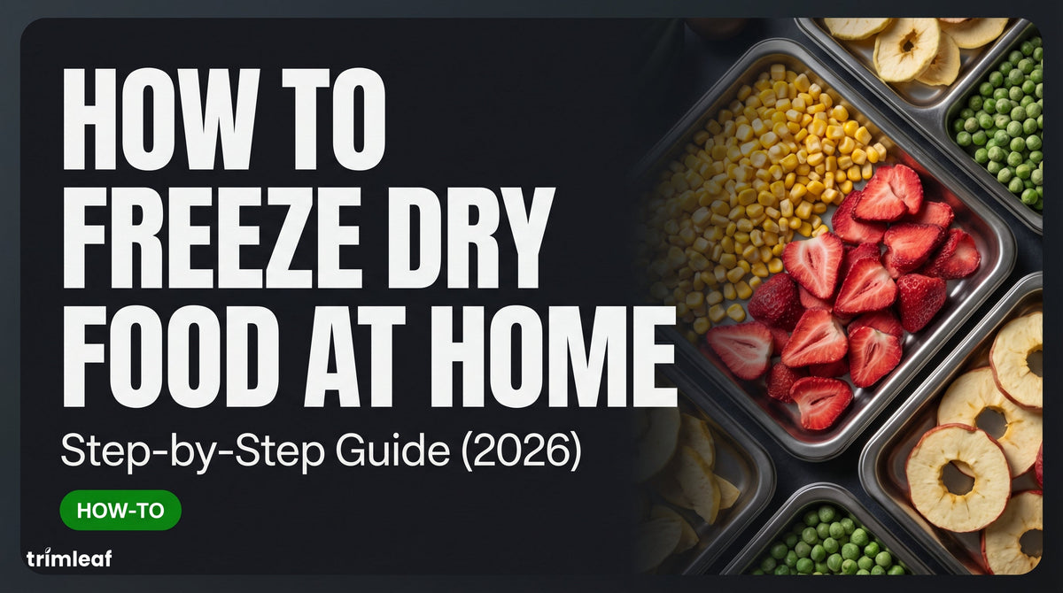 Cover image for "How to Freeze Dry Food at Home: Step-by-Step Guide (2026)" — Trimleaf blog