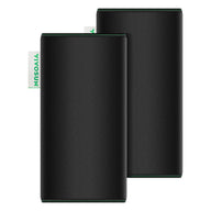 Pair of VIVOSUN 4-inch black pre-filter sleeves with textured fabric and green stitching, for carbon filters.