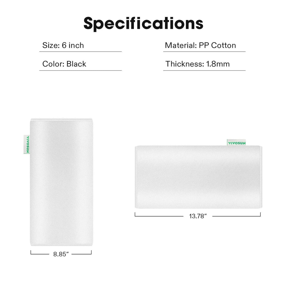 6 Inch Prefilter for 6 in Carbon Filter White  Specifications