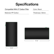 Black PP cotton pre-filters for 8-inch carbon filter. Shows one 10.89