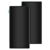 Two black 8-inch VIVOSUN pre-filters for carbon filters, textured with green stitching, 2-pack.