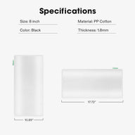 Specifications for VIVOSUN 8-inch white PP Cotton pre-filter, showing filters and dimensions 10.89