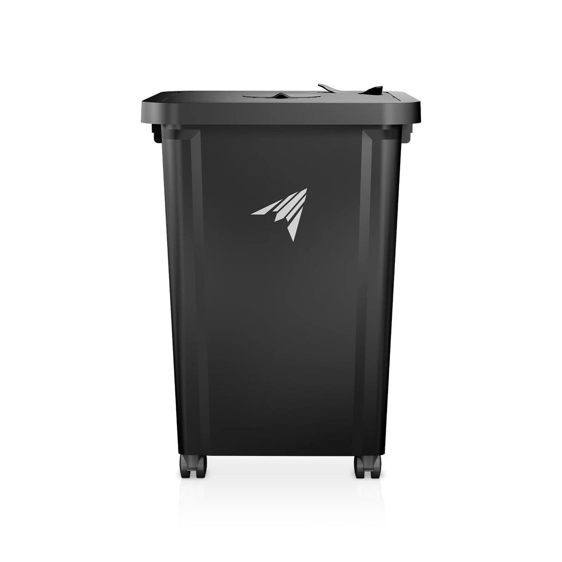 Black 13-gallon water reservoir with a white paper airplane logo and wheels.