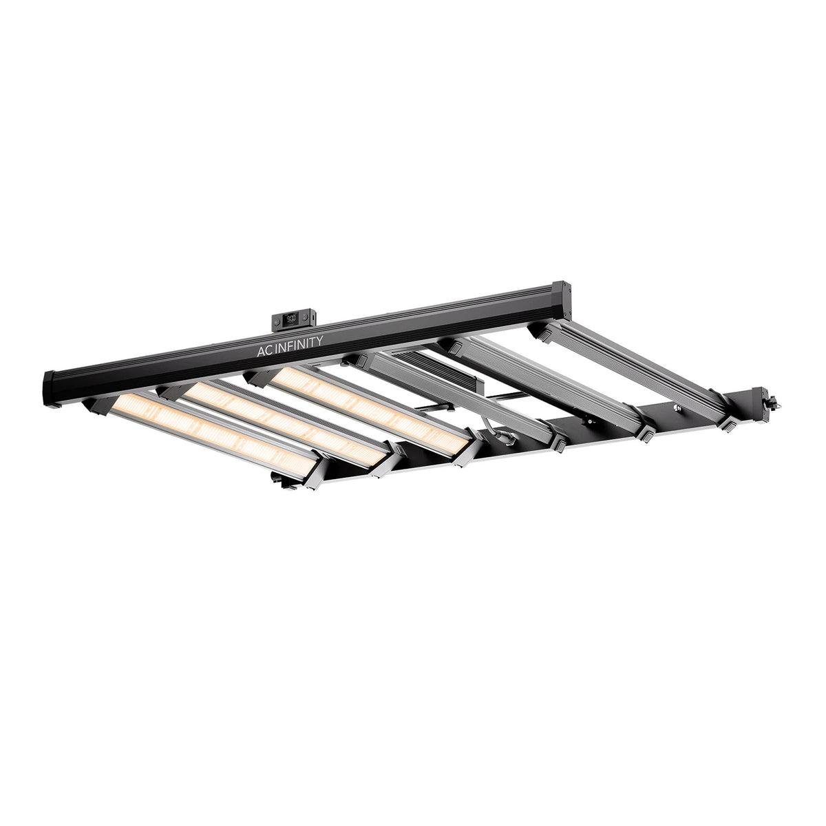 AC Infinity Ionprime 8 730W LED grow light with an aluminum frame and adjustable panels.