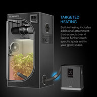 AC Infinity Thermoforge T3 air conditioner system with grow tent, plants, and digital display.