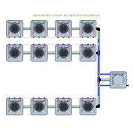 Alien Hydroponics AERO System- 12 Pot 3 Row 15L Remote Header Kit