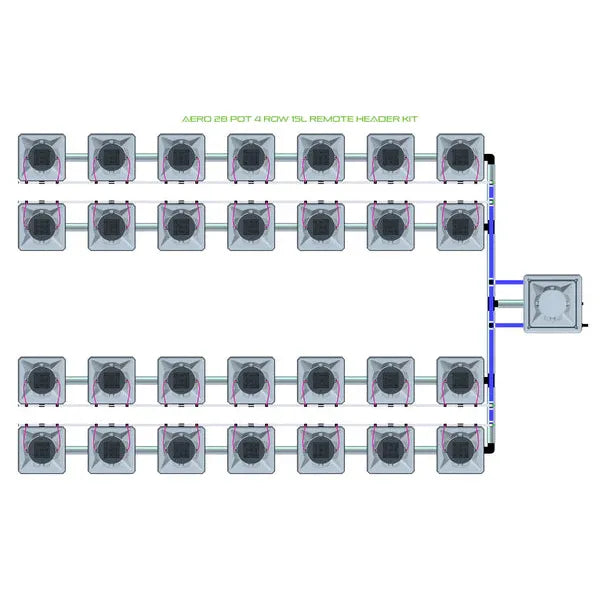Alien Hydroponics AERO System- 28 Pot 4 Row 15L Remote Header Kit