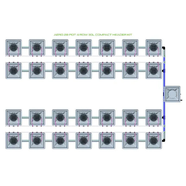 Alien Hydroponics AERO System- 28 Pot 4 Row 30L Compact Header Kit