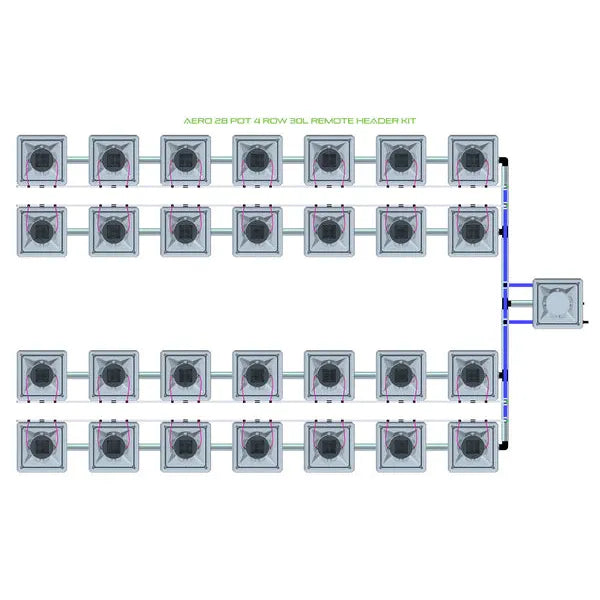 Alien Hydroponics AERO System- 28 Pot 4 Row 30L Remote Header Kit