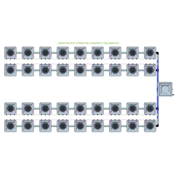 Alien Hydroponics AERO System- 36 Pot 4 Row 15L Compact Header Kit