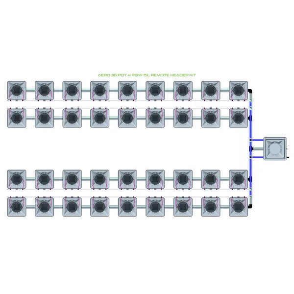 Alien Hydroponics AERO System- 36 Pot 4 Row 15L Remote Header Kit