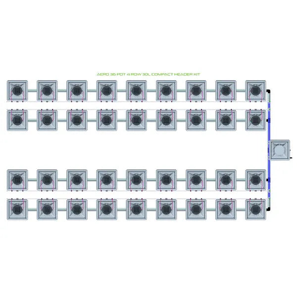 Alien Hydroponics AERO System- 36 Pot 4 Row 30L Compact Header Kit