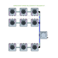 Alien Hydroponics AERO System- 9 Pot 3 Row 30L Compact Header Kit
