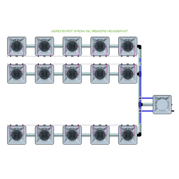 Alien Hydroponics AERO System- 15 Pot 3 Row 15L Remote Header Kit