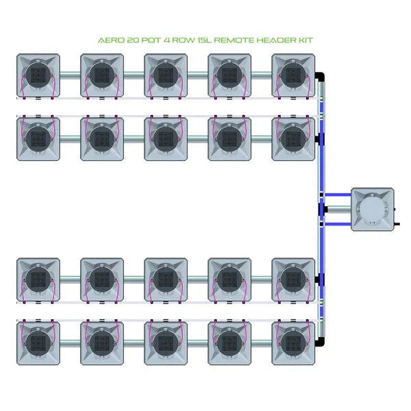 Alien Hydroponics AERO System- 20 Pot 4 Row 15L Remote Header Kit