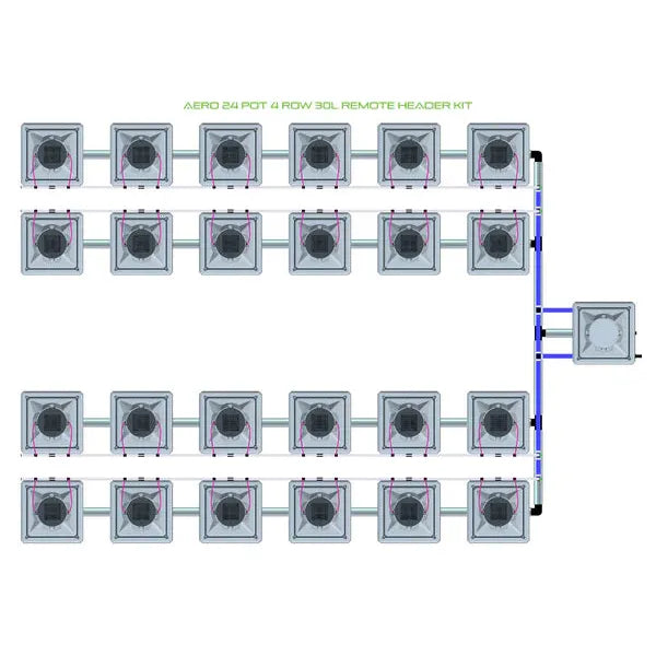 Alien Hydroponics AERO System- 24 Pot 4 Row 30L Remote Header Kit