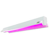 Active Grow 2ft LED strip grow light with a white casing, emitting bright magenta red-bloom spectrum light.