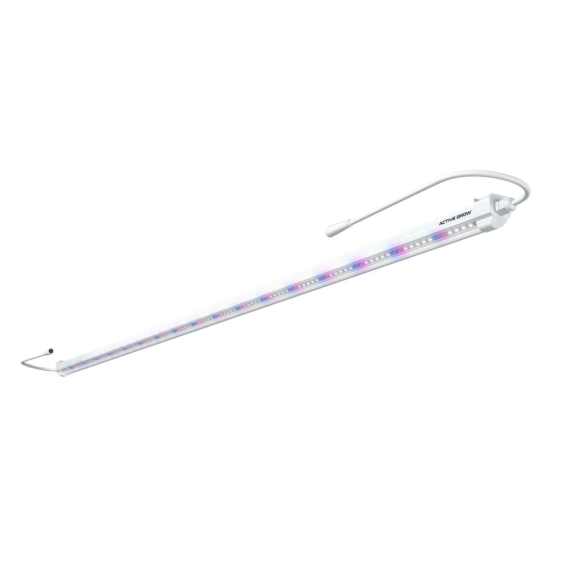 White Active Grow 4FT LED strip grow light displaying full-spectrum white, blue, and red LEDs for plants.