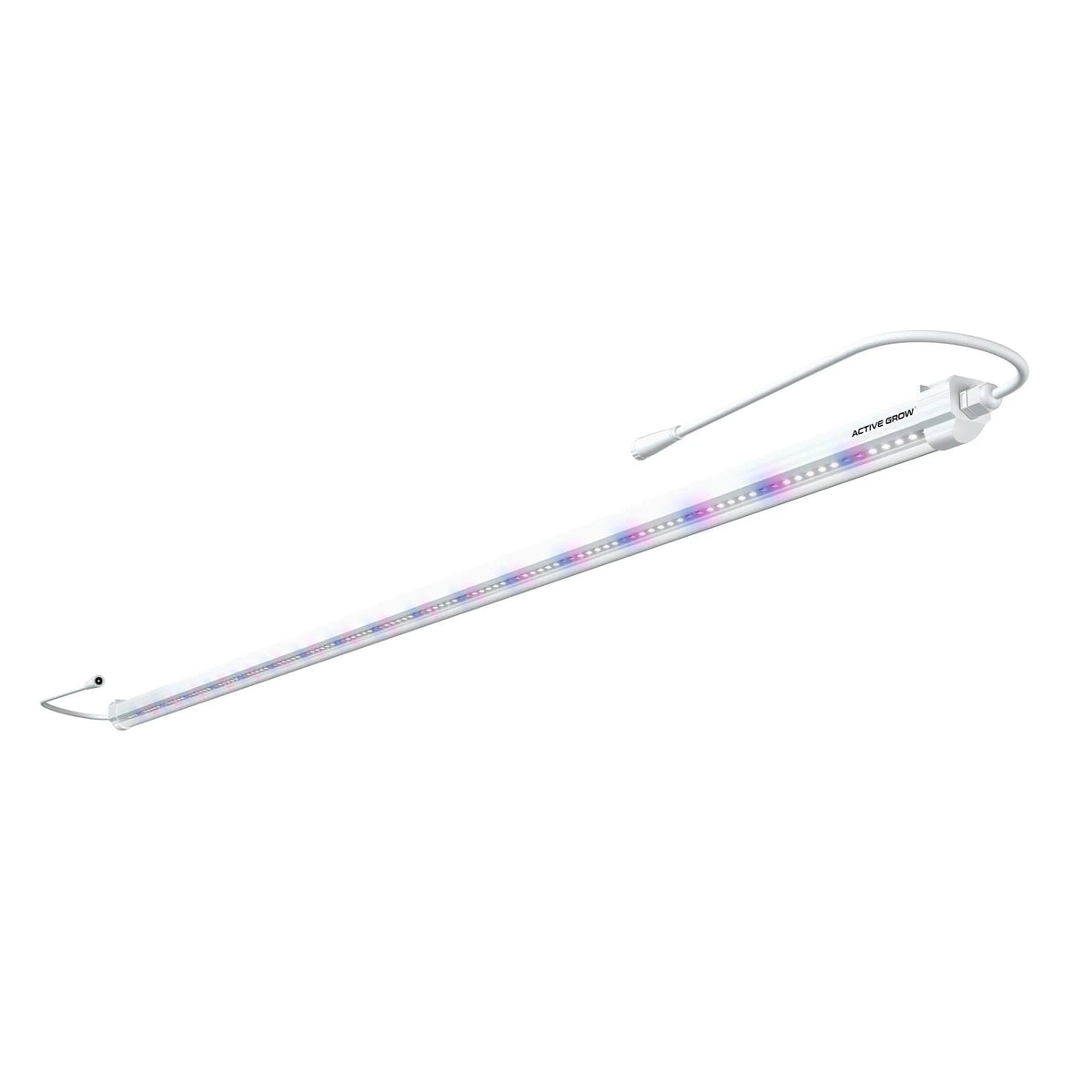 White Active Grow 4FT LED strip grow light displaying full-spectrum white, blue, and red LEDs for plants.