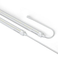 Two Active Grow white LED grow light strips with yellow diodes, connected by white cables.