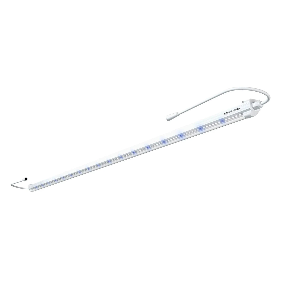 Active Grow LED grow light strip, white, featuring white and blue LEDs and flexible cables.