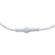Active Grow T5 LED grow light white waterproof connector joining two white cables on white background.