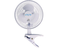 White clip-on fan with blue 