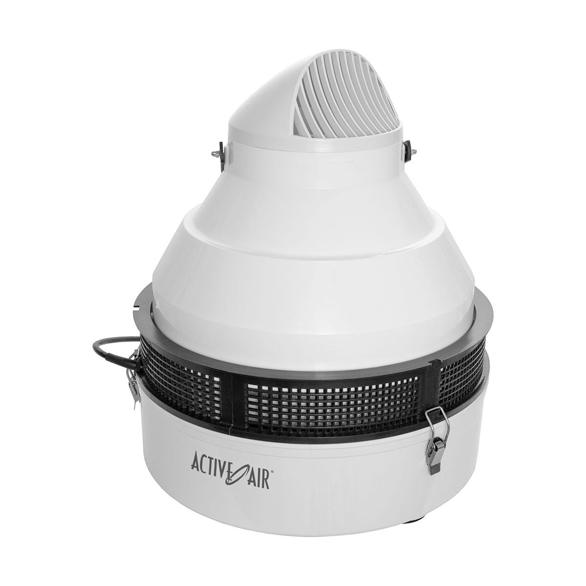 ActiveAir commercial humidifier, white, conical shape, vented top, mesh base, "Active Air" logo.