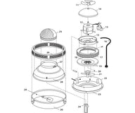 Exploded view diagram of a humidifier, showing parts numbered 11-30.