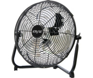 Black Active Air HD floor fan with three silver blades and a circular black grille.