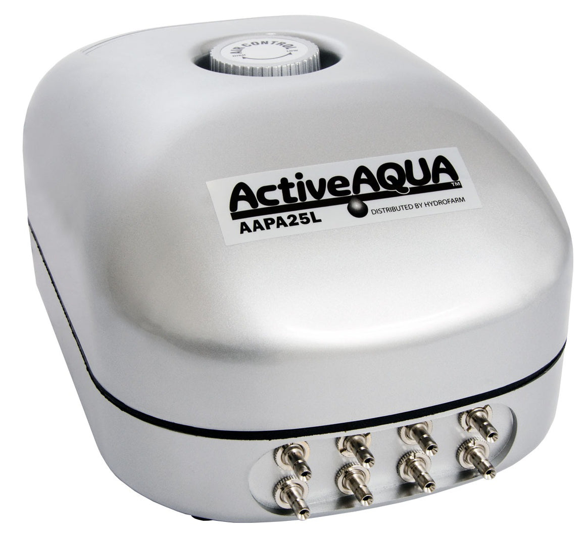 Active Aqua 12W air pump with 4 outlets, silver, AAPA25L model.
